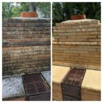 Pressure washing a Kasota stone outdoor cast iron grill and oven - Class Act Glass Best Window Cleaning Services in Mankato and Southern Minnesota