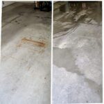 Rust removal speciality service with rust chemicals - Class Act Glass Best Window Cleaning Services in Mankato and Southern Minnesota concrete driveway garage floor